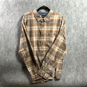 Weatherproof Shirt Mens Size 2XL Brown Brushed Flannel Plaid Button-Down